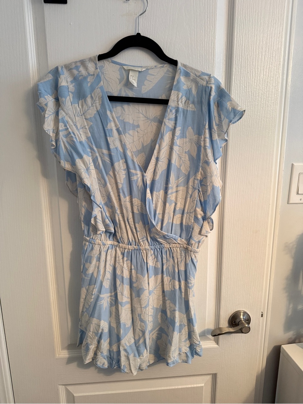 H&M Light Blue and White Floral Wrap Romper - BNWOT
